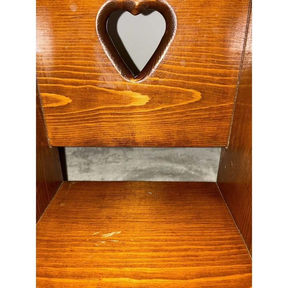 Vintage Wooden Doll Rocking Chair Carved Heart 18